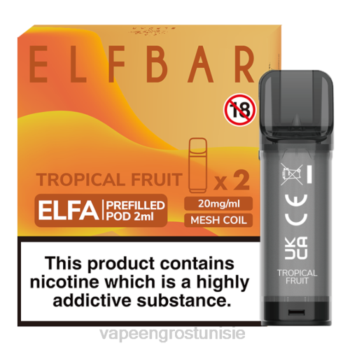 Cigarette Électronique Tunisie - Fruit exotique NHPL328 ELFBAR Elfa dosette préremplie - 2 ml - 20 mg (paquet de 2)