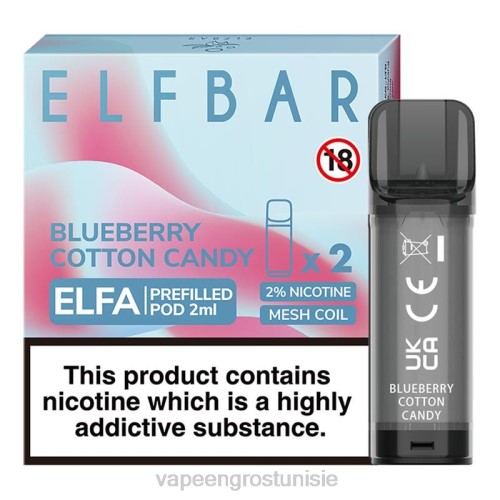 Vape En Gros - barbe à papa aux bleuets NHPL331 ELFBAR Elfa dosette préremplie - 2 ml - 20 mg (paquet de 2)