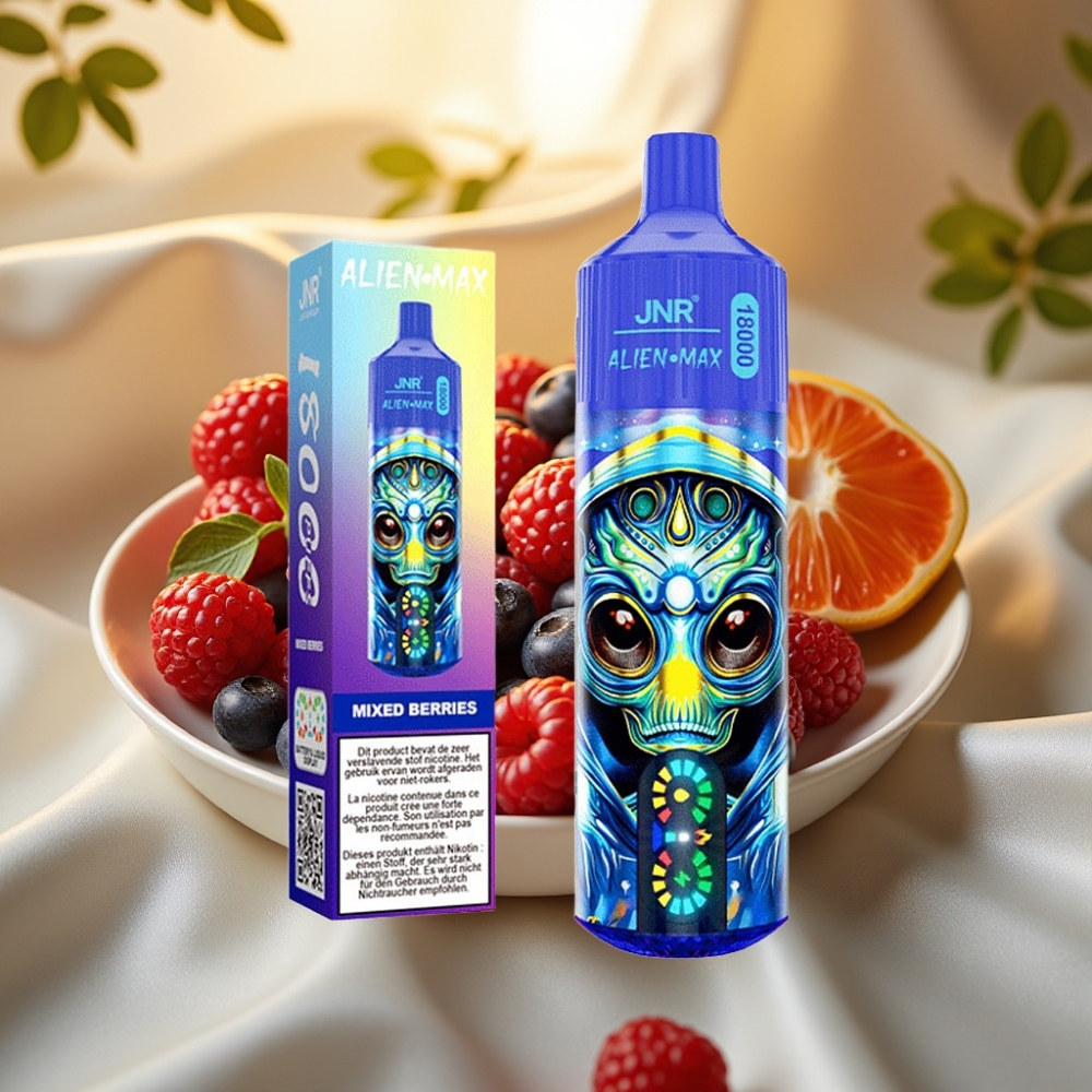 JNR Alien Max 18000 Puffs LED, Dual Mesh, 28ml, Type-C, Baies Mixtes