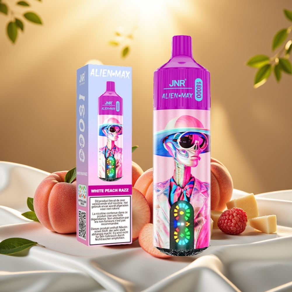 JNR Alien Max 18000 Puffs Pêche Blanche Framboise LED Display 28ml 850mAh