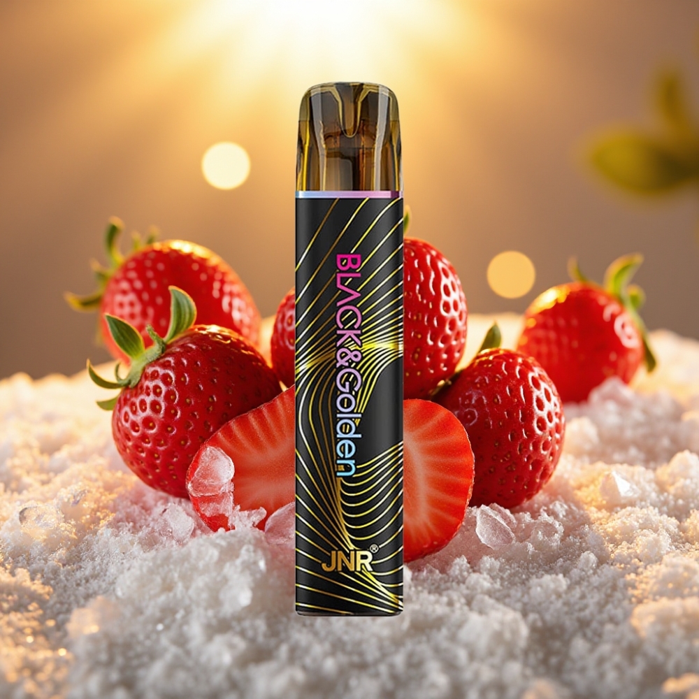JNR Black&Golden 600+200 Puffs Disposable Vape Fraise Glacée 800 Puffs 550mAh 2ml