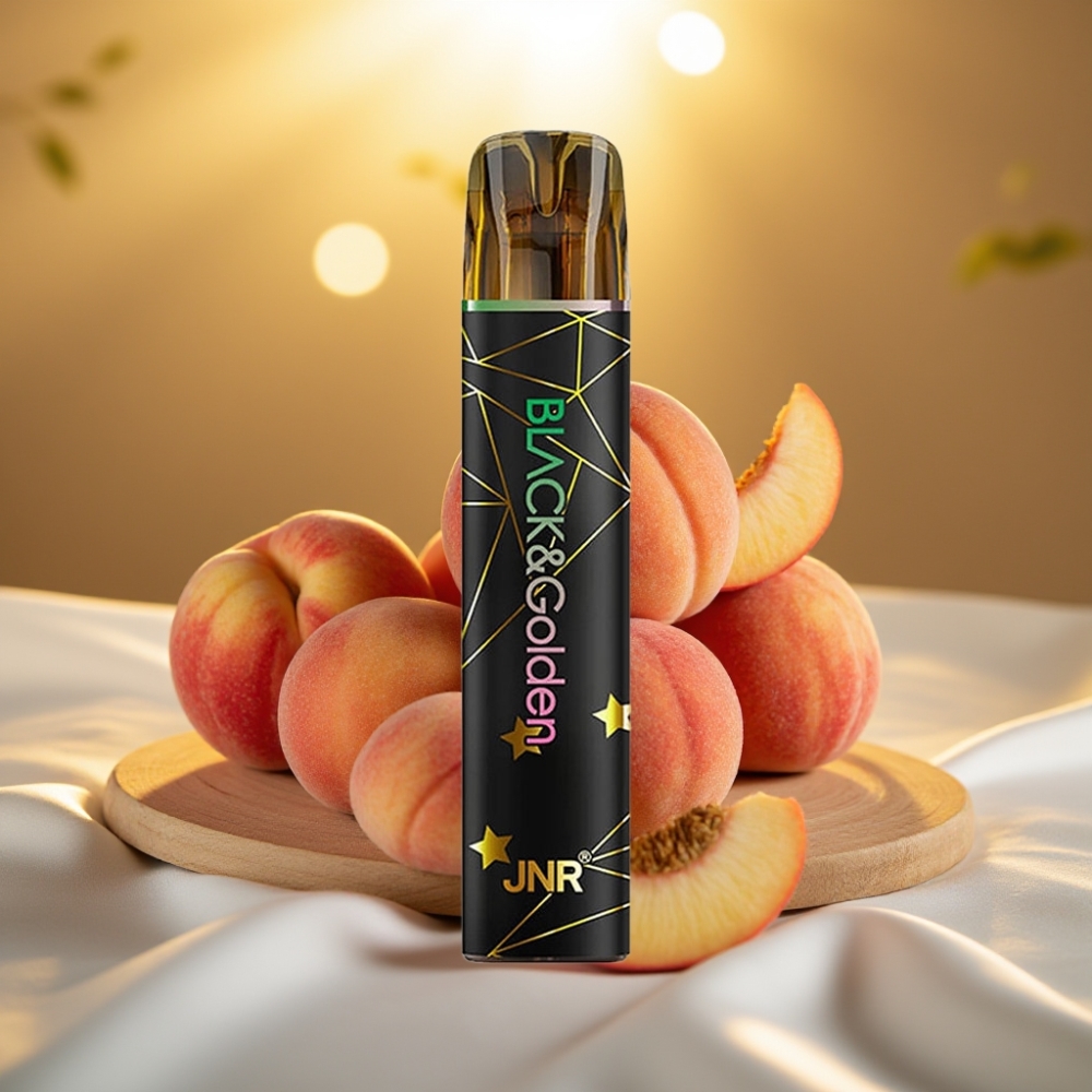JNR Black&Golden 600+200 Puffs Disposable Vape Pêche Fruitée 800 Puffs 550mAh 2ml