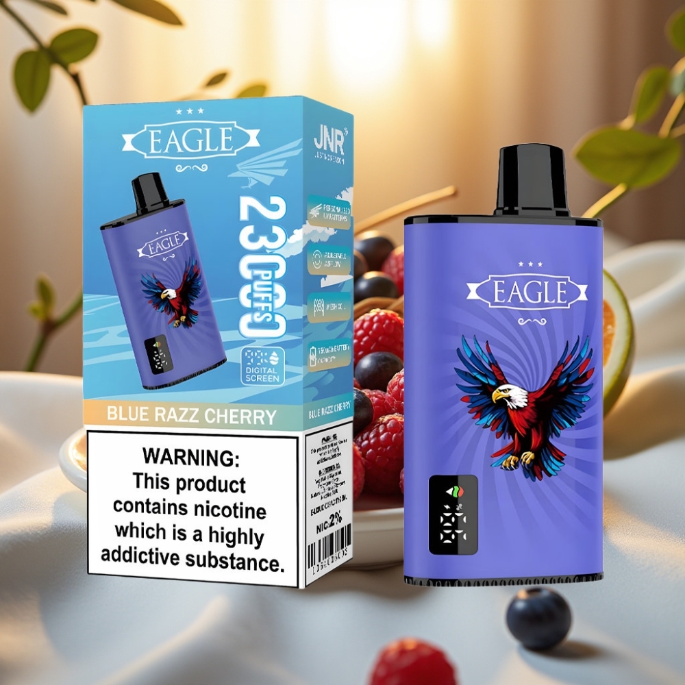 JNR EAGLE Smart 23000 Puffs Disposable Vape Blue Razz Cerise – Écran Digital, 1.0ohm Mesh, 750mAh