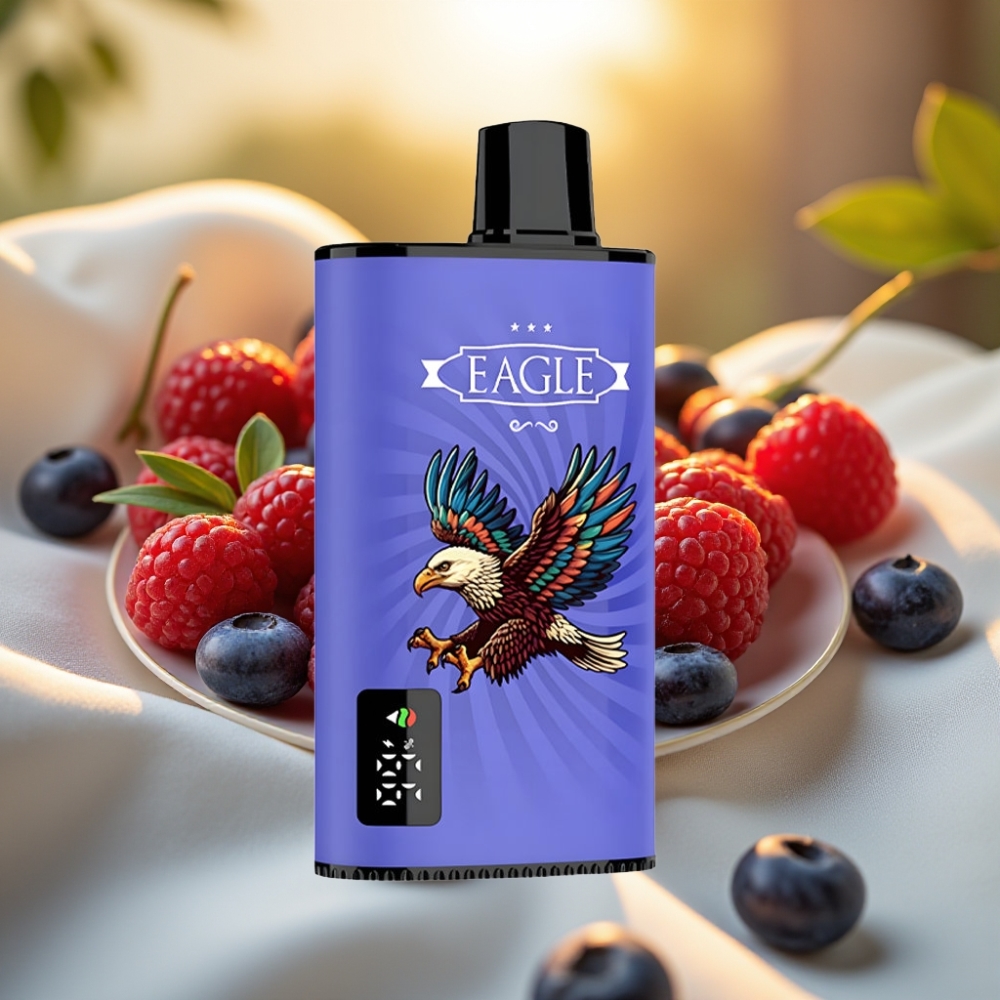 JNR EAGLE Smart 23000 Puffs Disposable Vape Myrtille Framboise Cerise - Écran Digital, Bobine Mesh 1.0ohm, 25ml