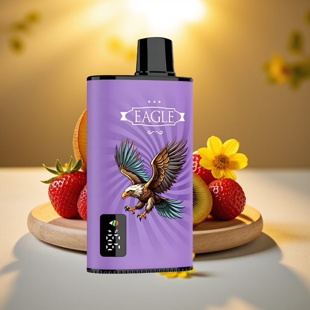 JNR EAGLE Smart 23000 Puffs Ecigarette Jetable Fraise Kiwi - Écran Digital, 25ml, 2% Nicotine