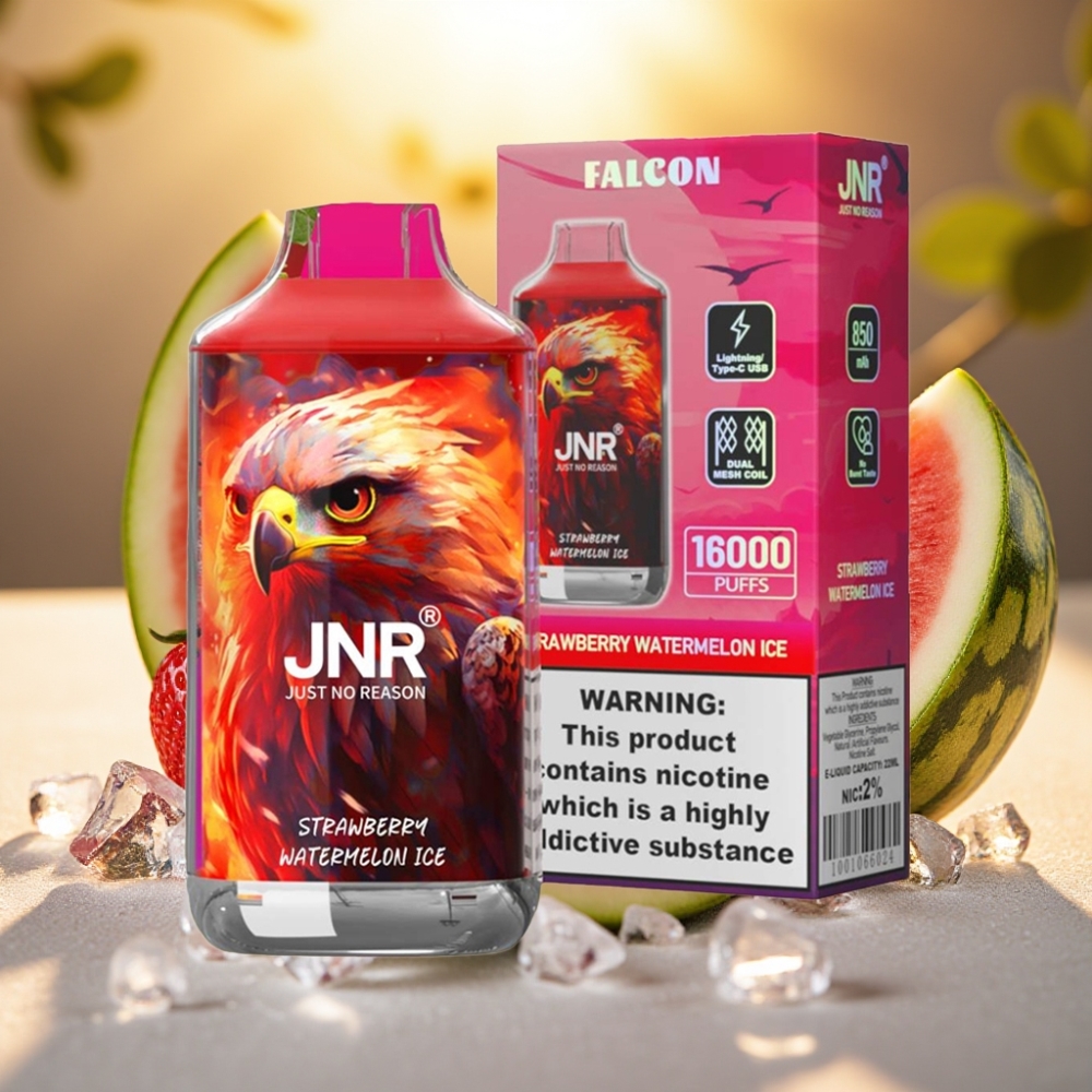 JNR Falcon 16000 Puffs Disposable Vape Fraise Pastèque Glacée - 22ml, Dual Mesh, Type C