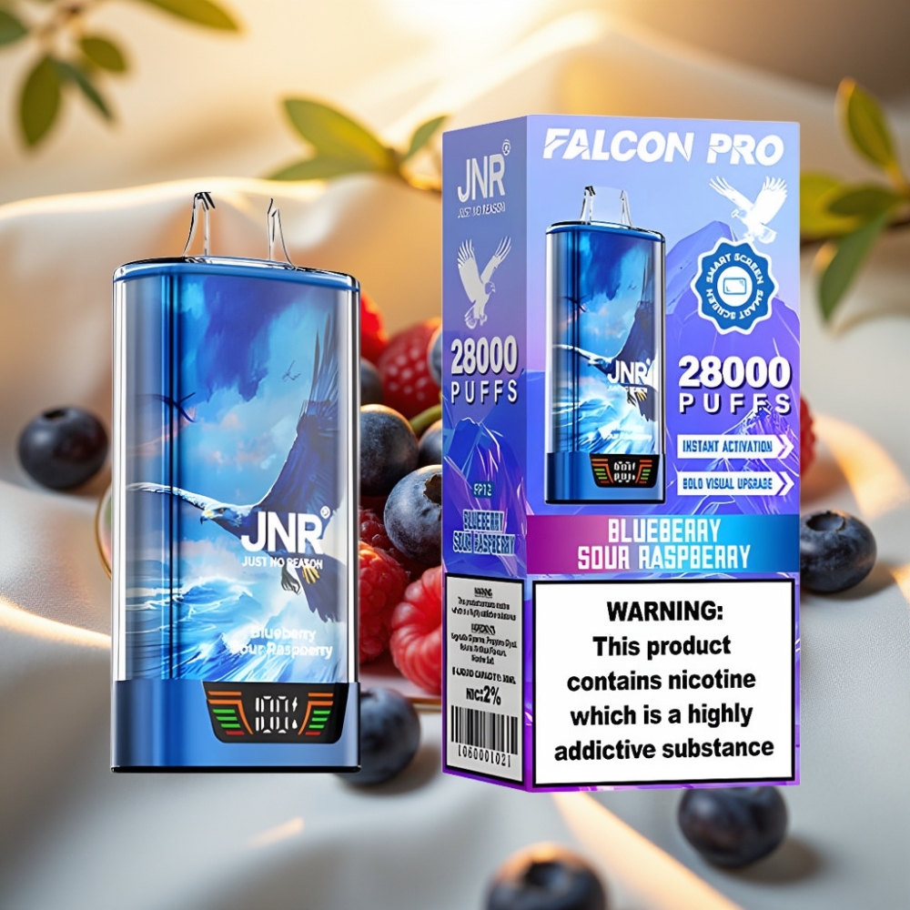 JNR Falcon Pro 28000 Disposable Vape Myrtille Framboise Acidulée 30ml 5% 28000 Puffs