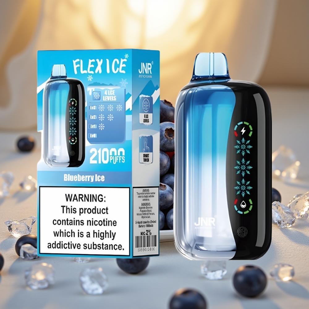 JNR Flex Ice 21000 Puffs Disposable Vape Myrtille Glacé - 26ml, 1.2 Ohm, Airflow Réglable
