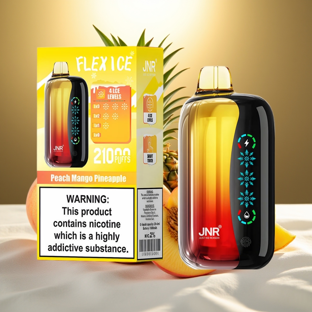 JNR Flex Ice 21000 Puffs Pêche Mangue Ananas, 26ml, Airflow Réglable, Ecran Tactile