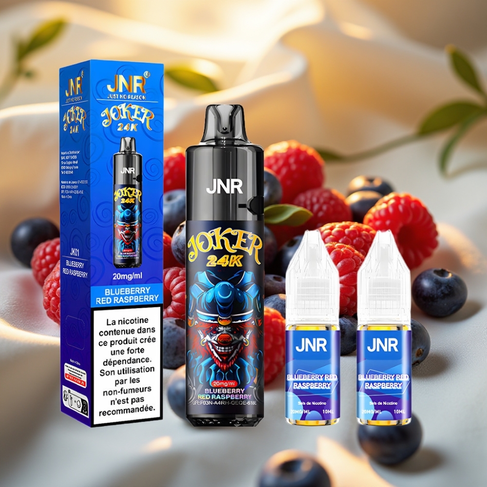 JNR Joker 24K Puffs 2+10ml Rechargeable 800mAh Type-C Myrtille Framboise Rouge