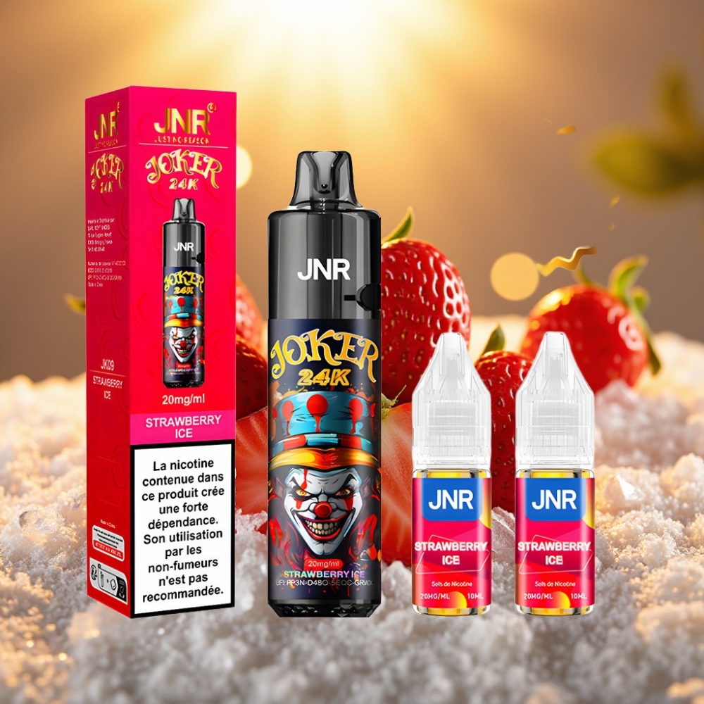 JNR Joker 24K Puffs 2+10ml Rechargeable Type-C Fraise Glace 24000 Puffs 2% Nicotine