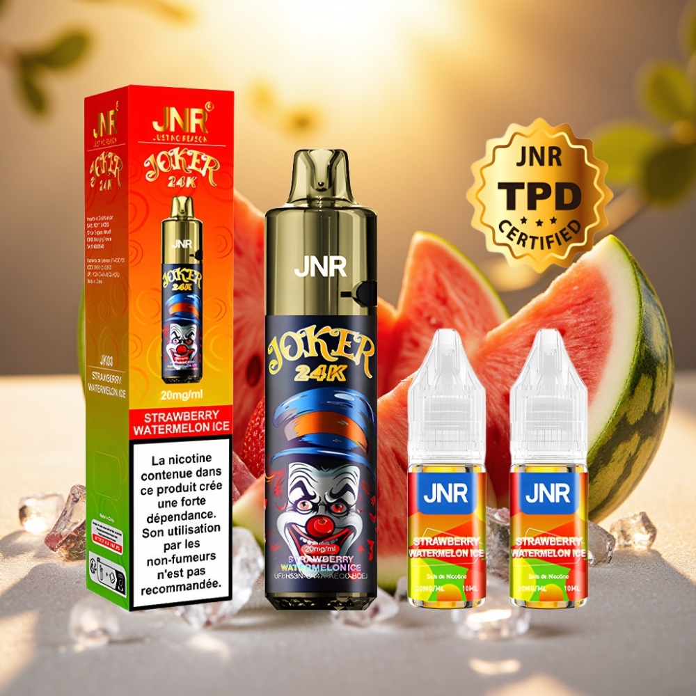 JNR Joker 24K Puffs Disposable Vape Fraise Pastèque Glacée 2+10ml 24000 Puffs 2% nicotine