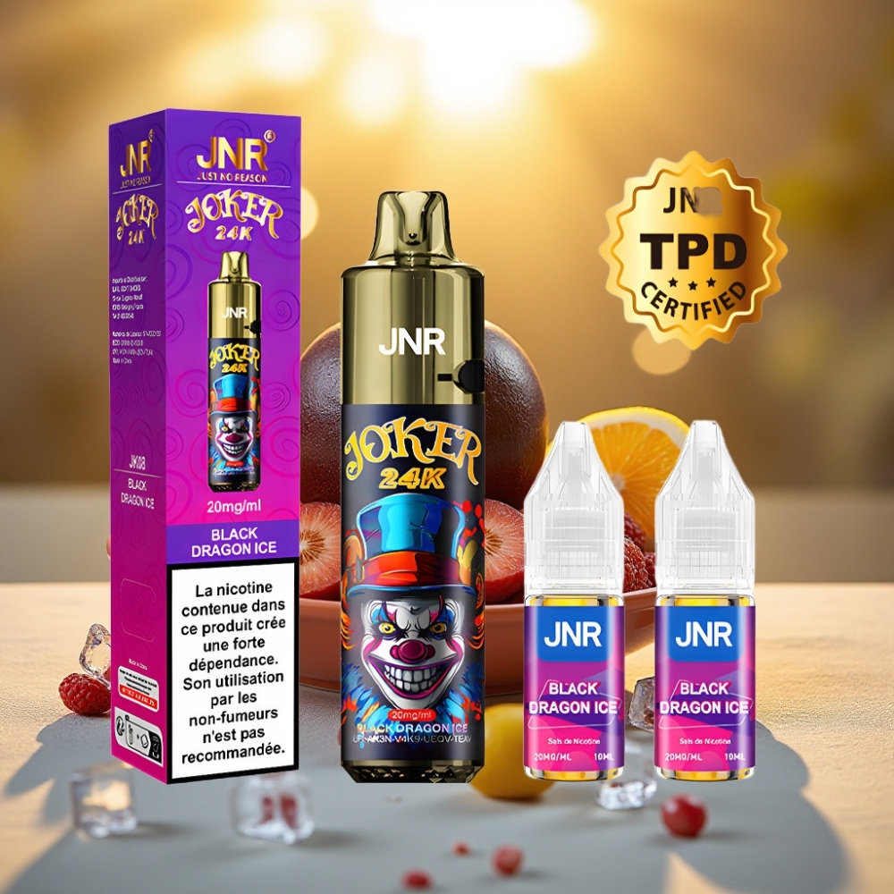 JNR Joker 24K Puffs Dragon Noir Glacé - 24000 Puffs, 2% Nicotine, 10ml