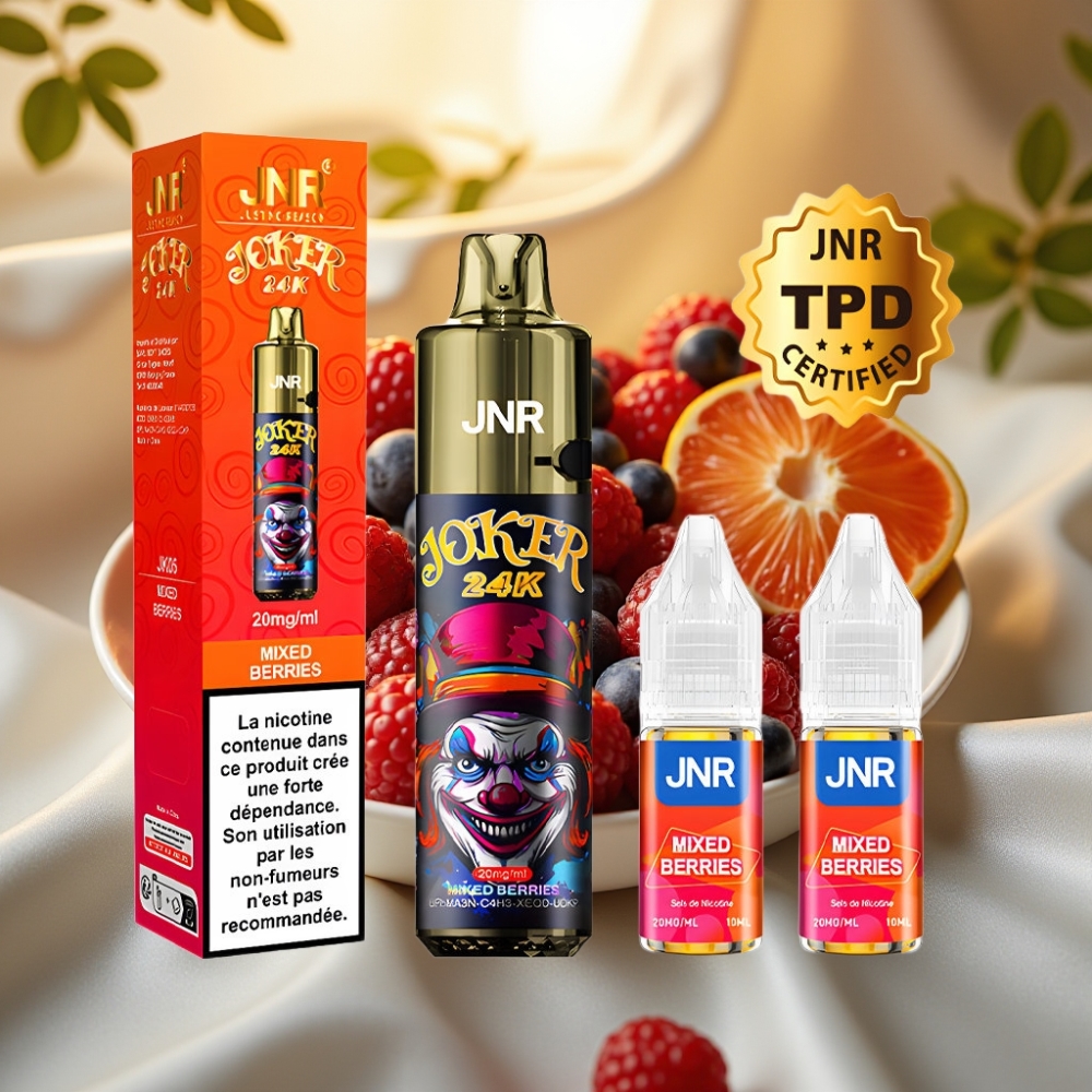 JNR Joker 24K Puffs Pod Jetable Rechargeable 2+10ml 800mAh Type-C Baies Mixtes
