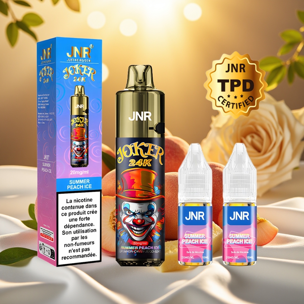 JNR Joker 24K Puffs Puff Rechargeable 2+10ml 800mAh Type-C Pêche Glacée Été