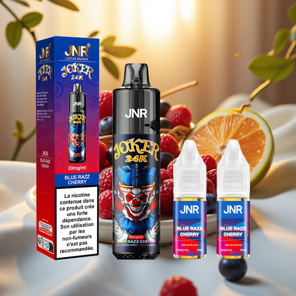 JNR Joker 24K Puffs Rechargeable Pod 2+10ml 800mAh Type-C Bleu Cerise Framboise