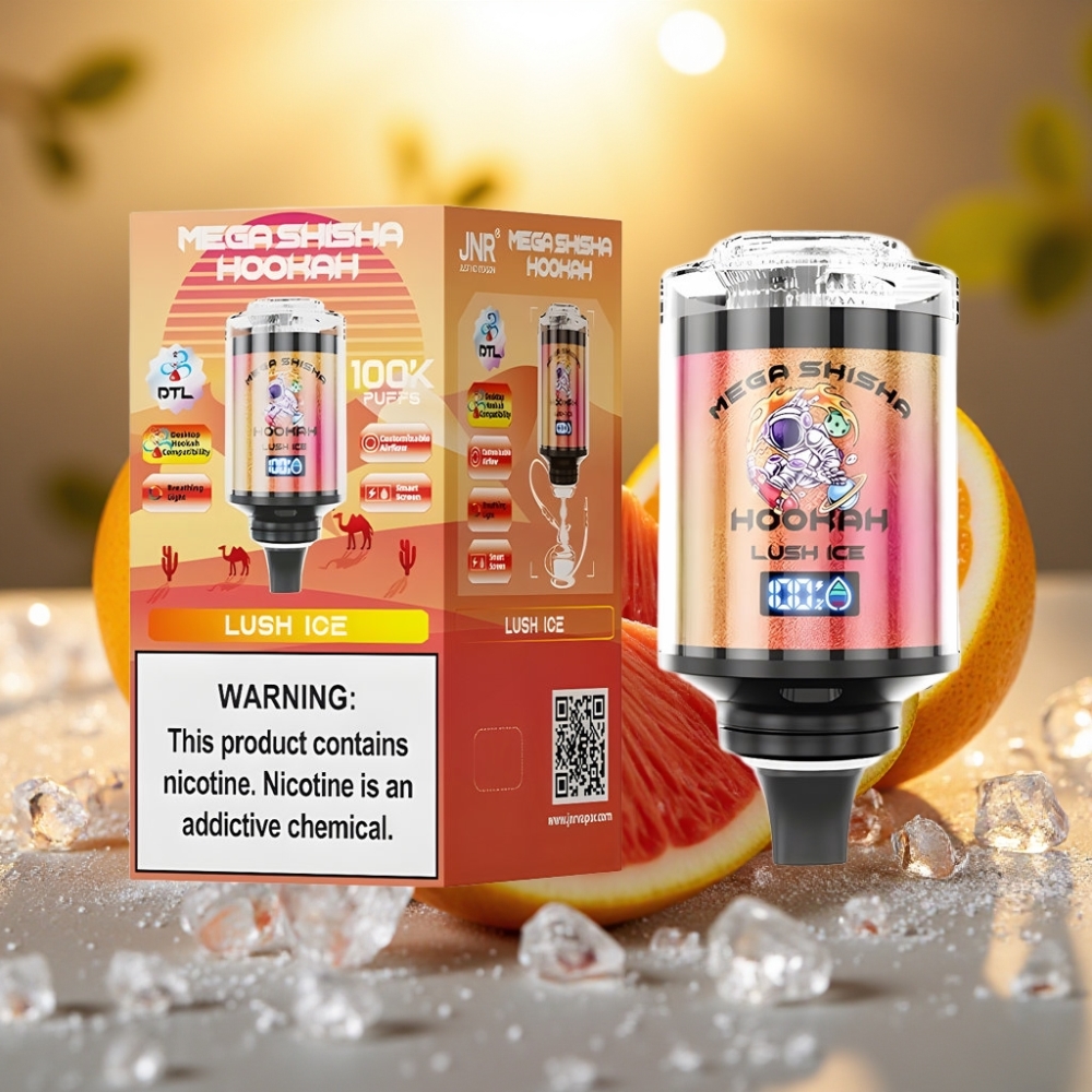 JNR Mega Shisha Hookah Compatible Bureau 100000 bouffées 60ml Glace Givrée