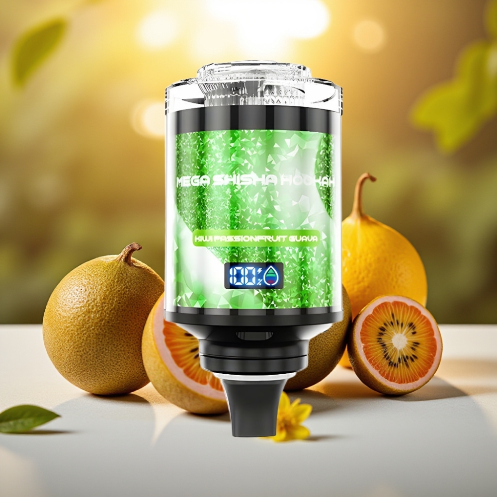 JNR Mega Shisha Hookah Compatible Bureau 100000 bouffées 60ml Kiwi Fruit de la Passion Goyave