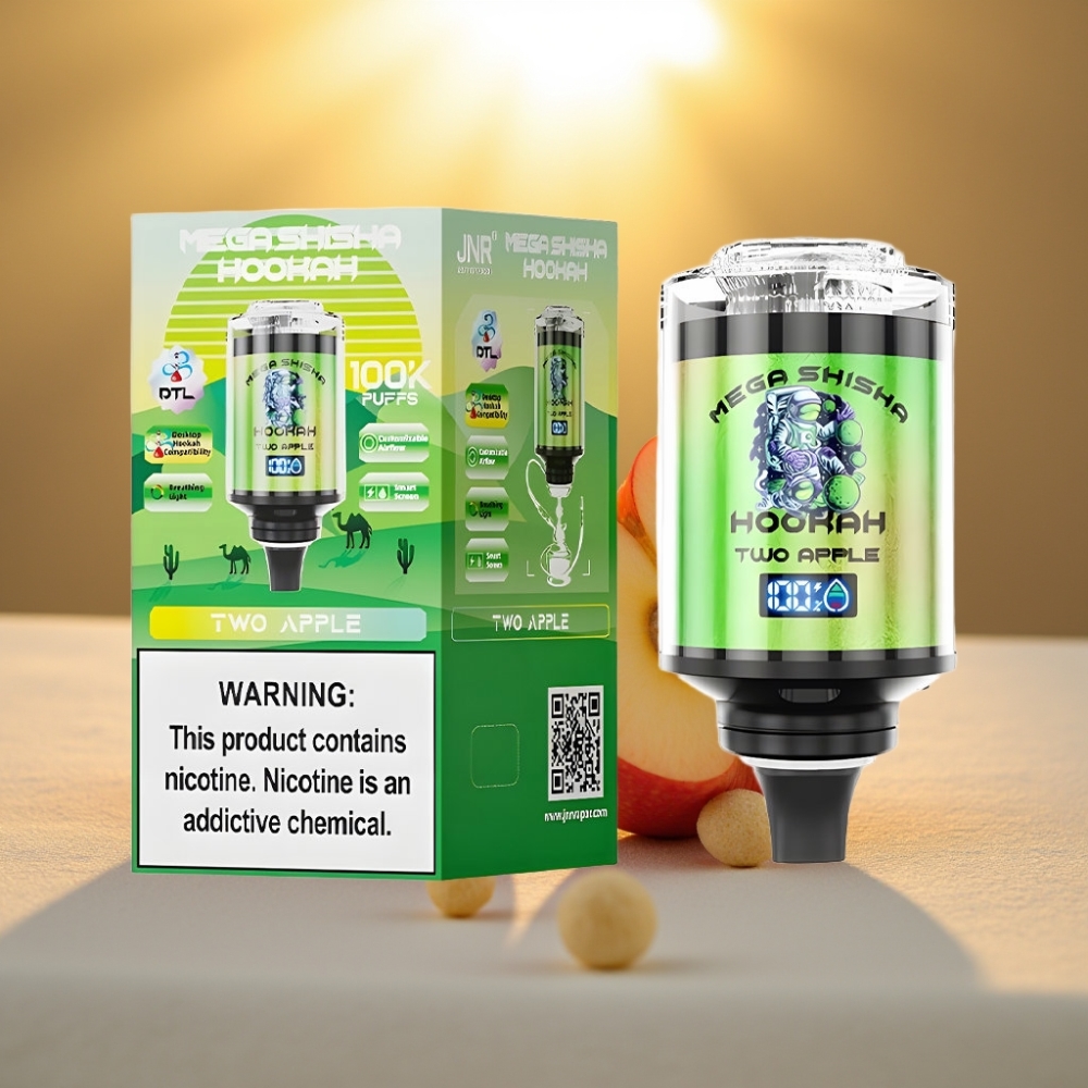 JNR Mega Shisha Hookah Desktop Compatibilité 100000 bouffées 60ml 2200mAh Deux Pommes