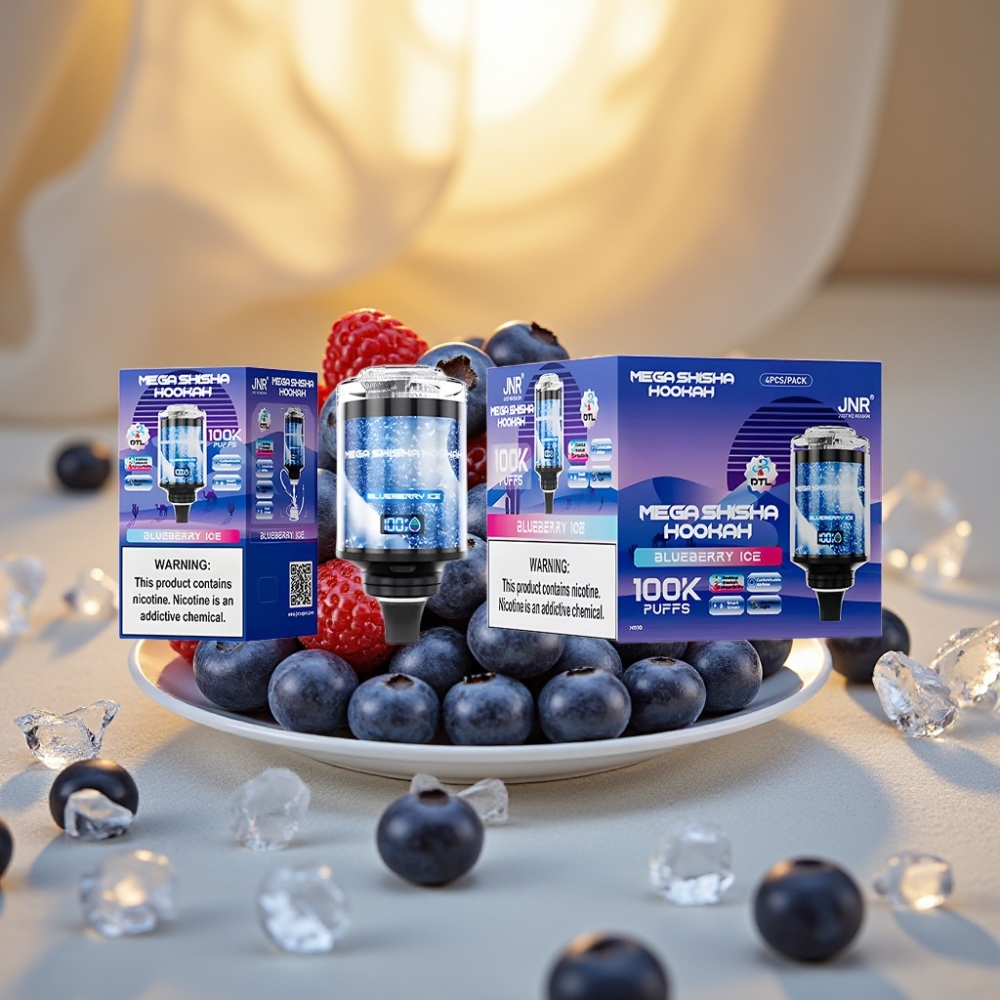 JNR Mega Shisha Hookah Desktop Compatibilité 100000 puffs 60ml 2200mAh Myrtille Glacée