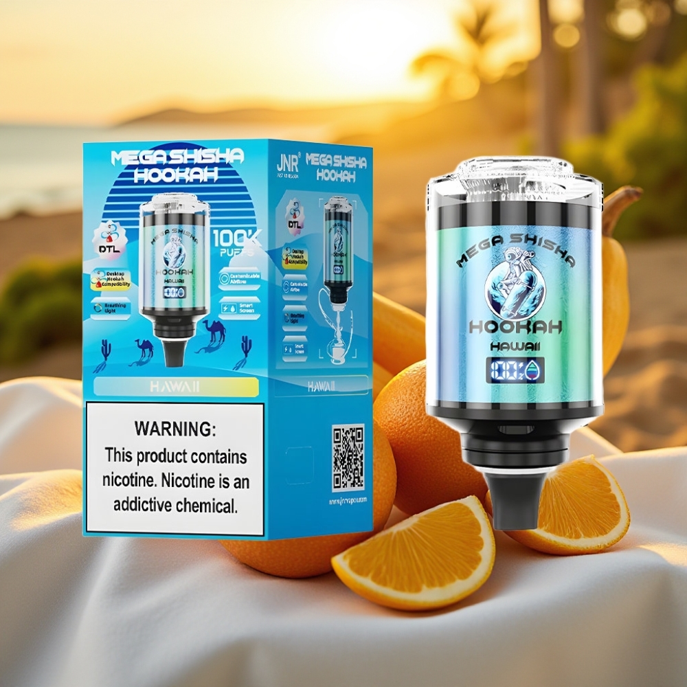 JNR Mega Shisha Hookah Desktop Compatibilité 100000 puffs 60ml Hawaii