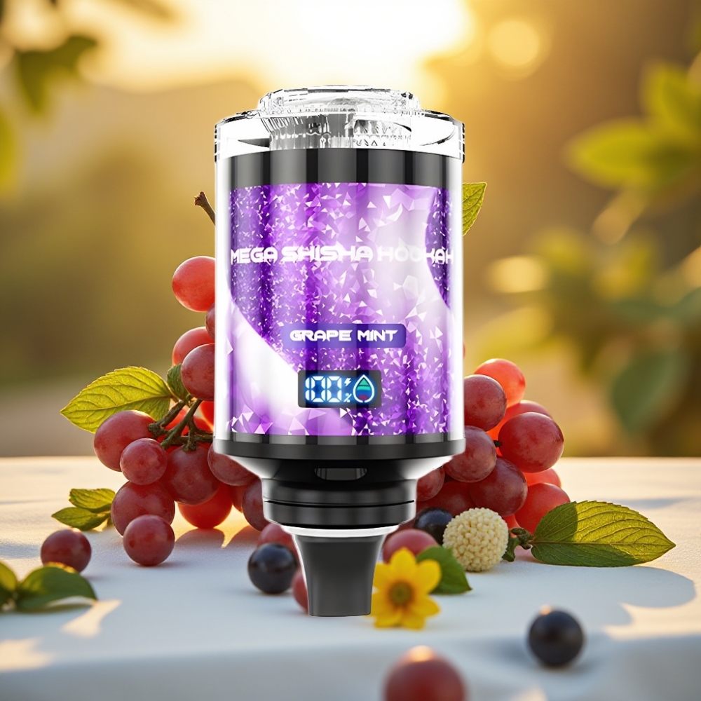 JNR Mega Shisha Hookah Desktop Compatibilité 100K Grape Menthe 60ml 2200mAh