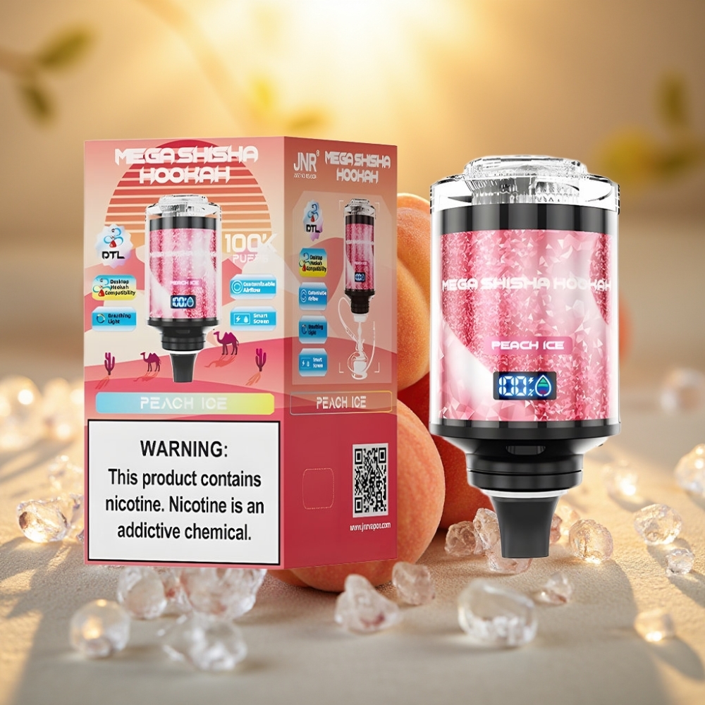 JNR Mega Shisha Hookah Desktop Compatibilité 100K Pêches Glacées 60ml 2200mAh