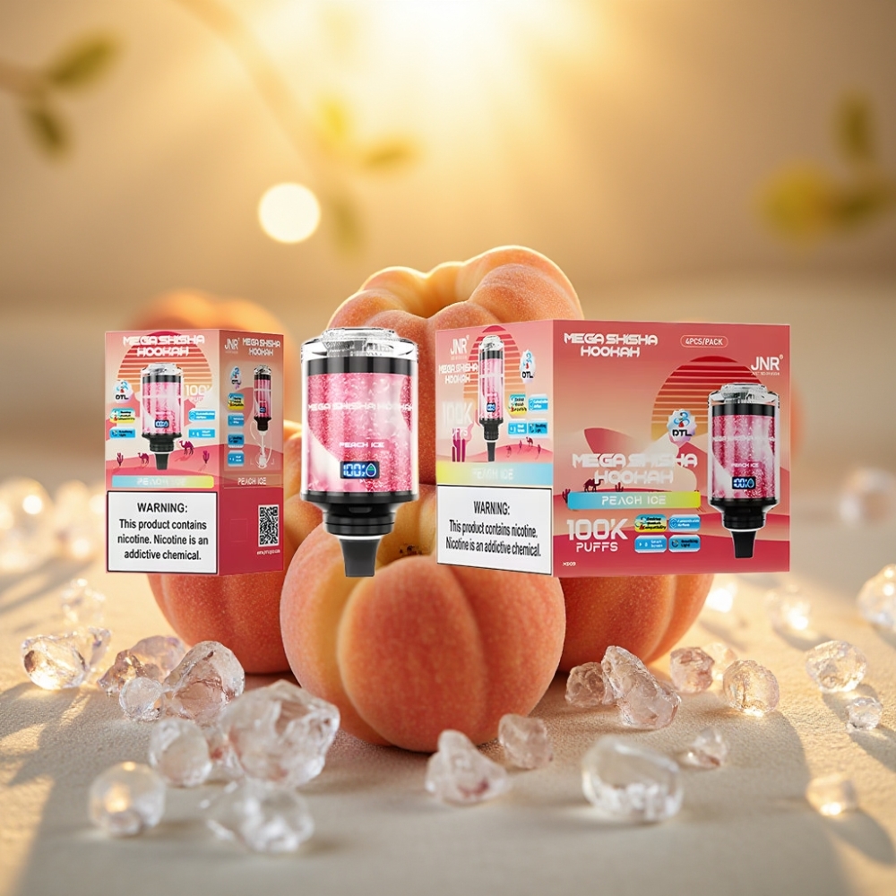 JNR Mega Shisha Hookah Desktop Compatibilité 100K Pêches Glacées 60ml 2200mAh