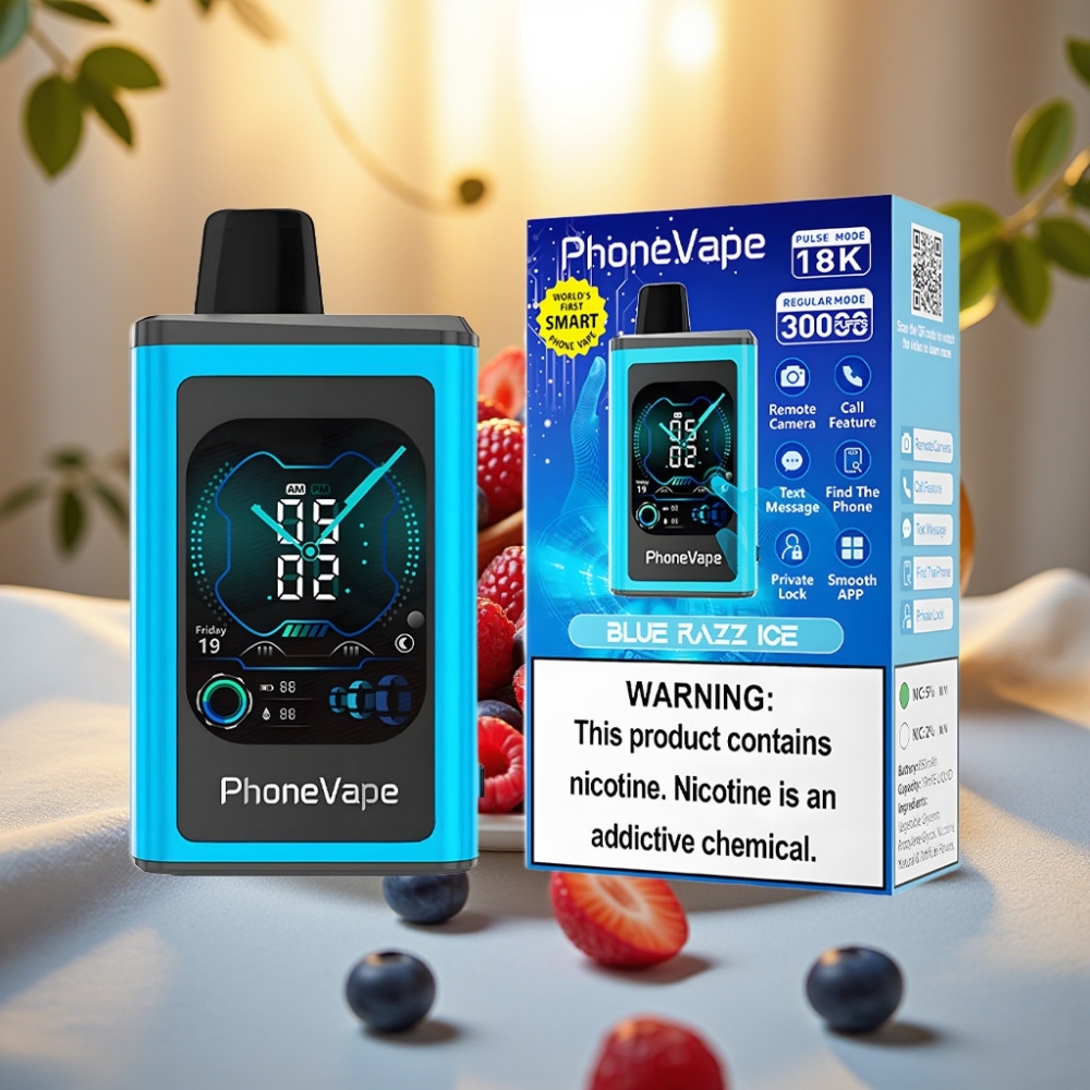 JNR PhoneVape 30000 bouffées Disposable Vape Blue Razz Ice, 850mAh, Type-C, 2%/5%