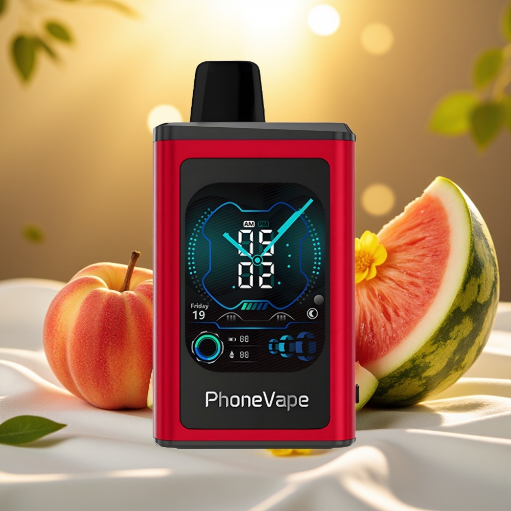 JNR PhoneVape 30000 bouffées Pêche Mangue Pastèque, 850mAh, 2%/5%, écran complet