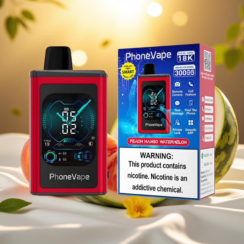 JNR PhoneVape 30000 bouffées Pêche Mangue Pastèque, 850mAh, 2%/5%, écran complet