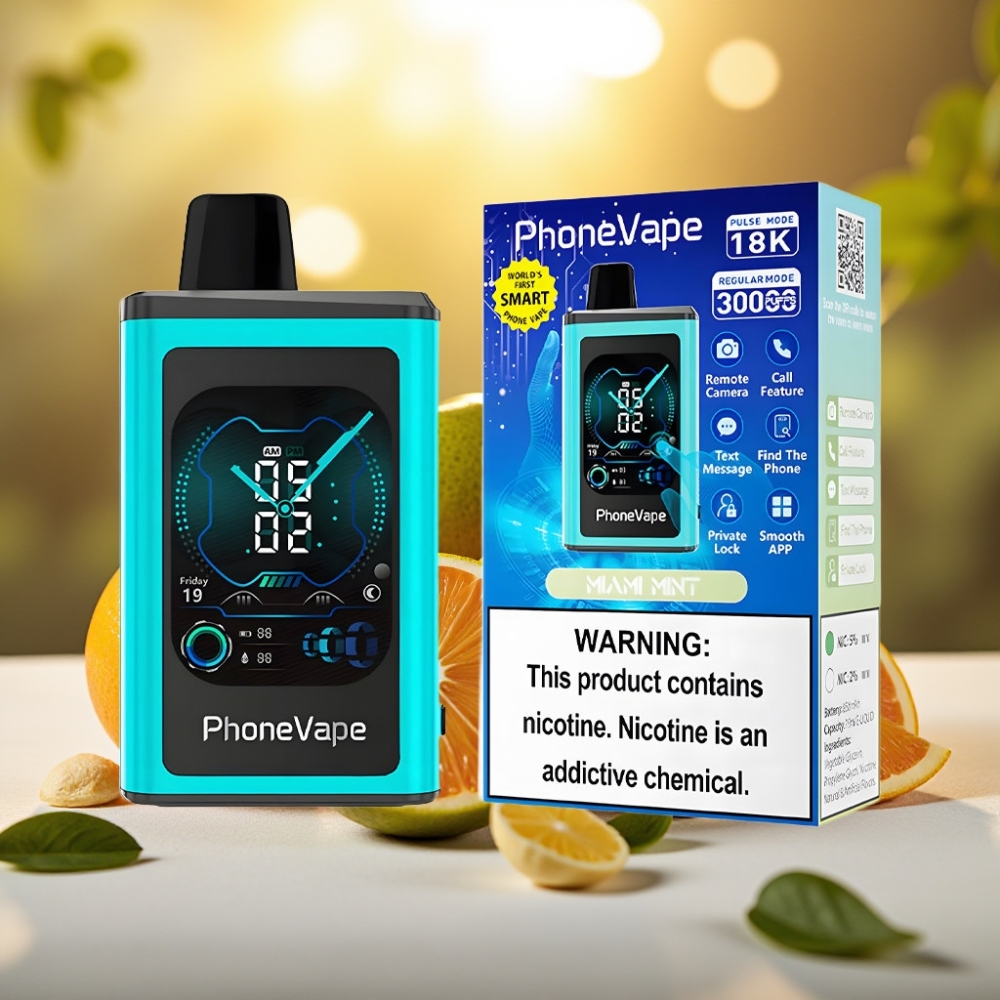 JNR PhoneVape 30000 bouffées Rechargeable Miami Menthe 850mAh Turbo App