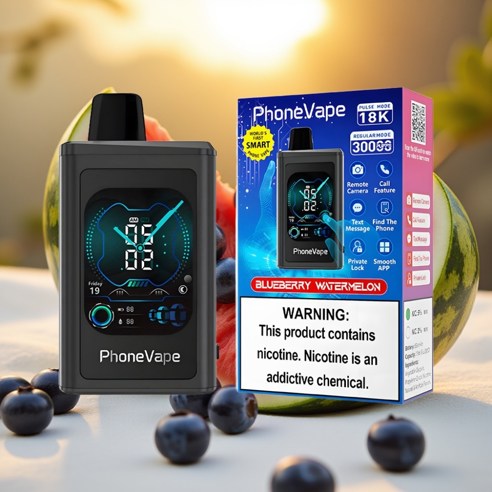 JNR PhoneVape 30000 bouffées Rechargeable Type-C Airflow ajustable Myrtille Pastèque