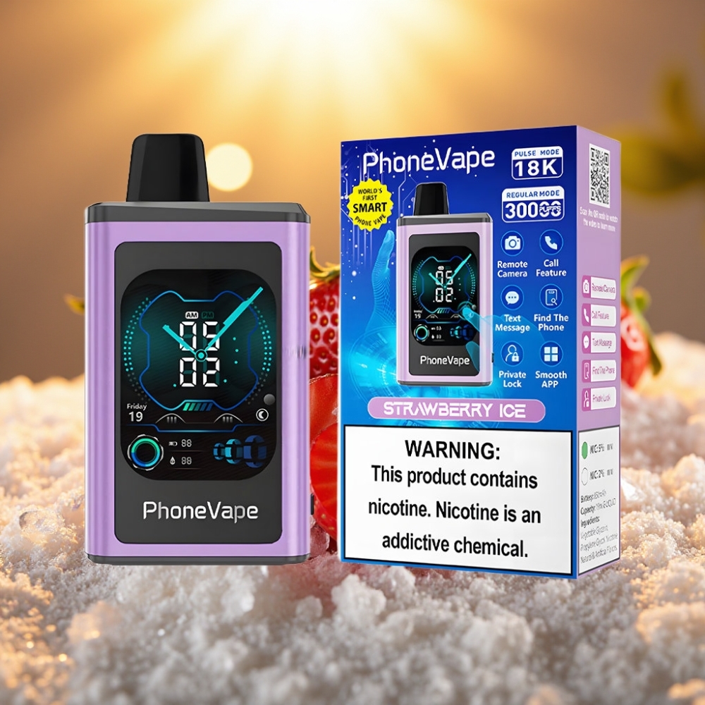 JNR PhoneVape 30000 bouffées Rechargeable Type-C Fraise Glacée Turbo Mode App Contrôlée