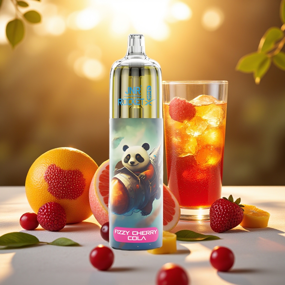 JNR Rocket-X 12400 Puffs Disposable Vape Cerise Cola Pétillante - Débit d'Air Réglable, 25ml, 5% Nicotine