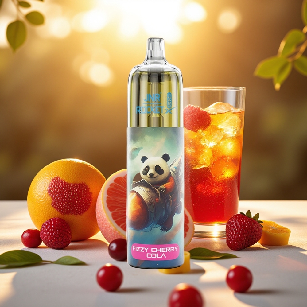 JNR Rocket-X 12400 Puffs Disposable Vape Cerise Cola Pétillante - Débit d\'Air Réglable, 25ml, 5% Nicotine