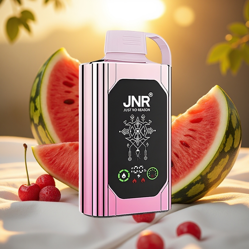 JNR Shisha Hookah Box 20500 Puffs Cerise Pastèque Glacée - 25ml, Dual Mesh Coil, Type-C