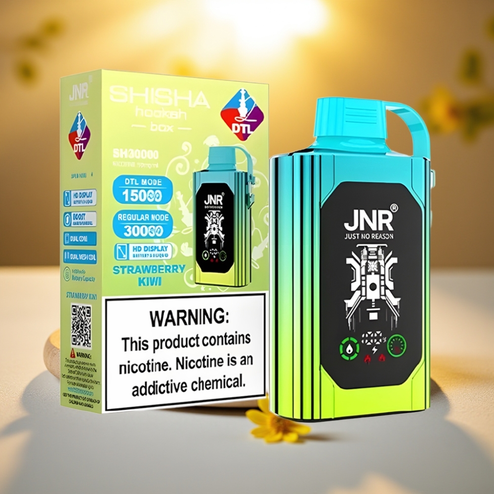 JNR Shisha Hookah Box 20500 Puffs Fraise Kiwi - 25ml, Dual Mesh Coil, Type-C