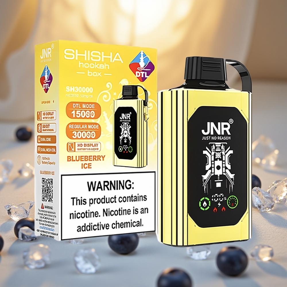 JNR Shisha Hookah Box 20500 Puffs Glace Myrtille - 25ml, Dual Mesh Coil, Type-C