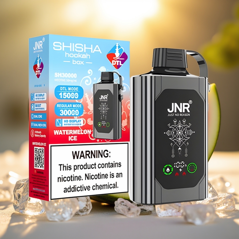 JNR Shisha Hookah Box 20500 Puffs - Pastèque Glacée, 25ml, 1000mAh, Dual Mesh Coil