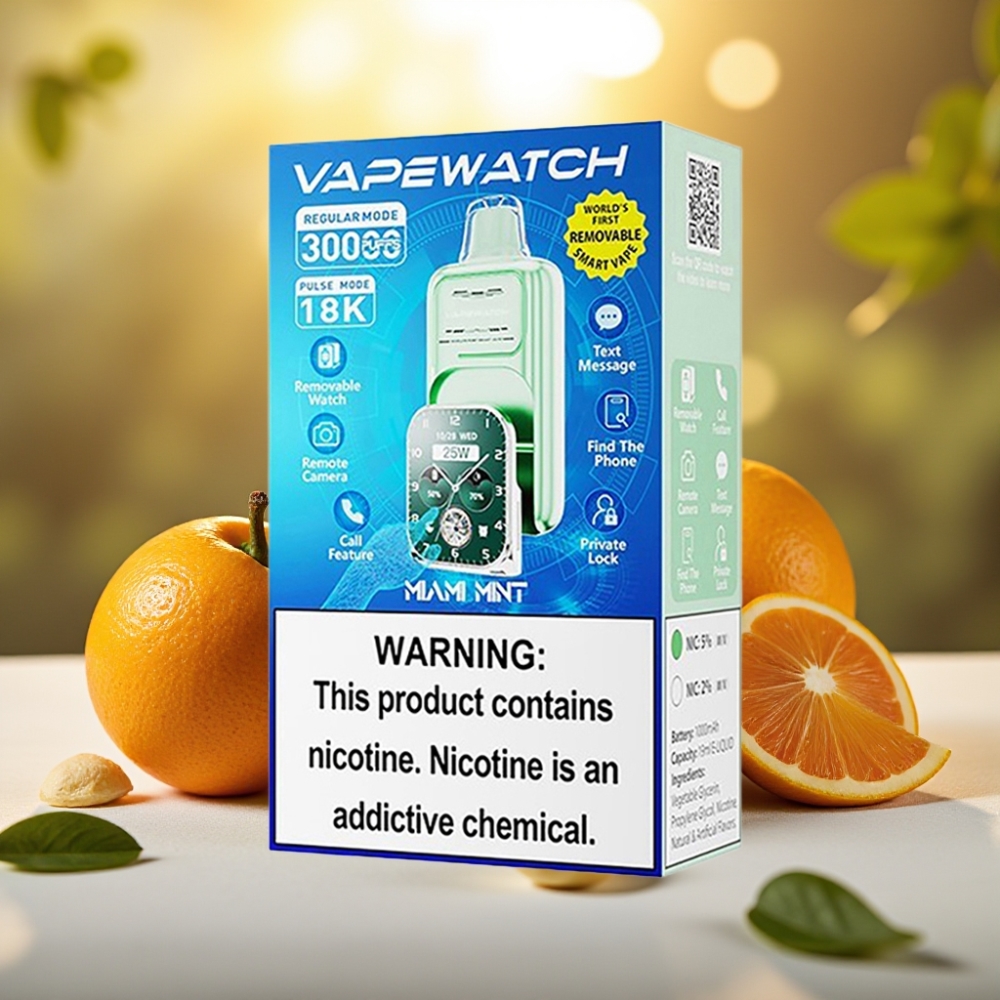 JNR VapeWatch 30000 Puffs - 1000mAh, 19mL, 5%, Miami Menthe