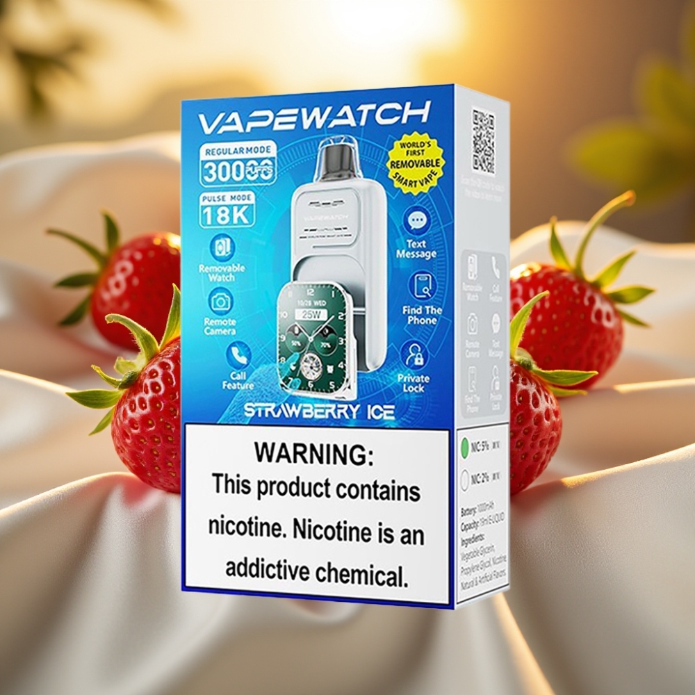 JNR VapeWatch 30000 Puffs Fraise Glacée - 19mL, 5%, Charge Type-C