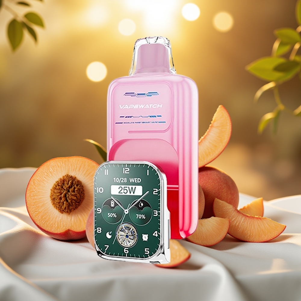 JNR VapeWatch 30000 Puffs Pêche de Géorgie - 19mL, 5%, Charge Type-C