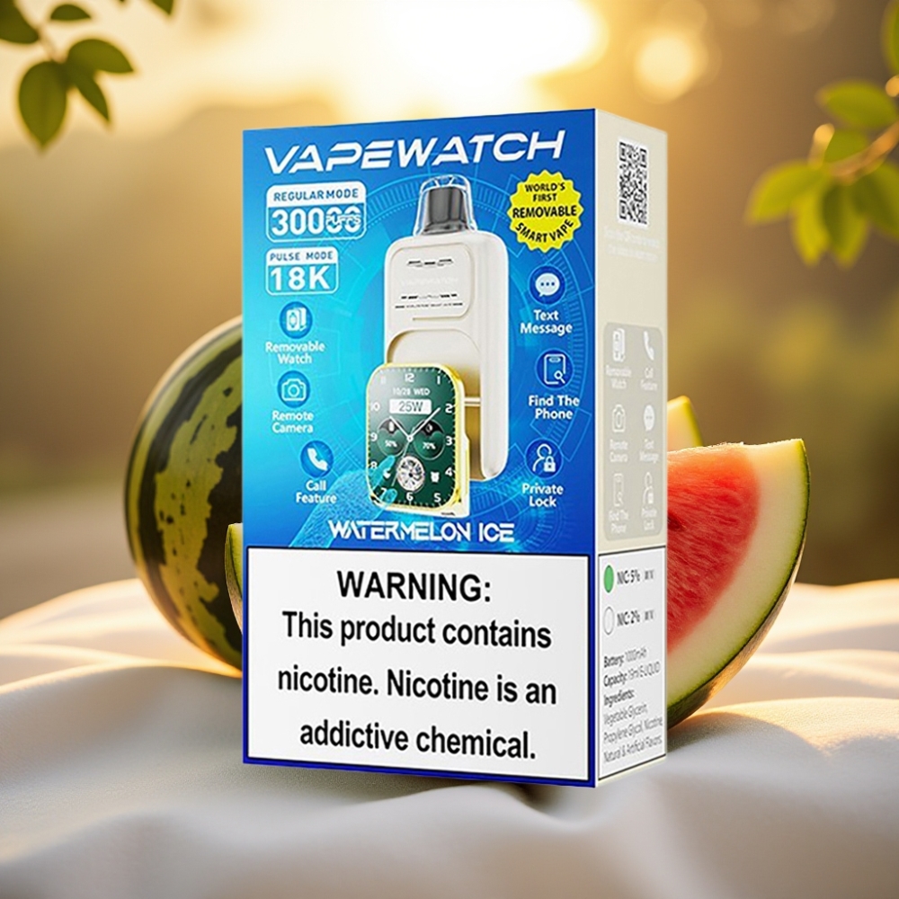 JNR VapeWatch 30000 Puffs Pastèque Glacée - 19mL, 5%, Charge Type-C
