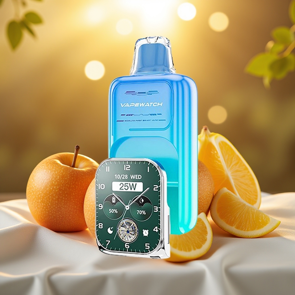 JNR VapeWatch 30000 Puffs Pomme Acidulée Glacée - 19mL, 5%, Charge Type-C