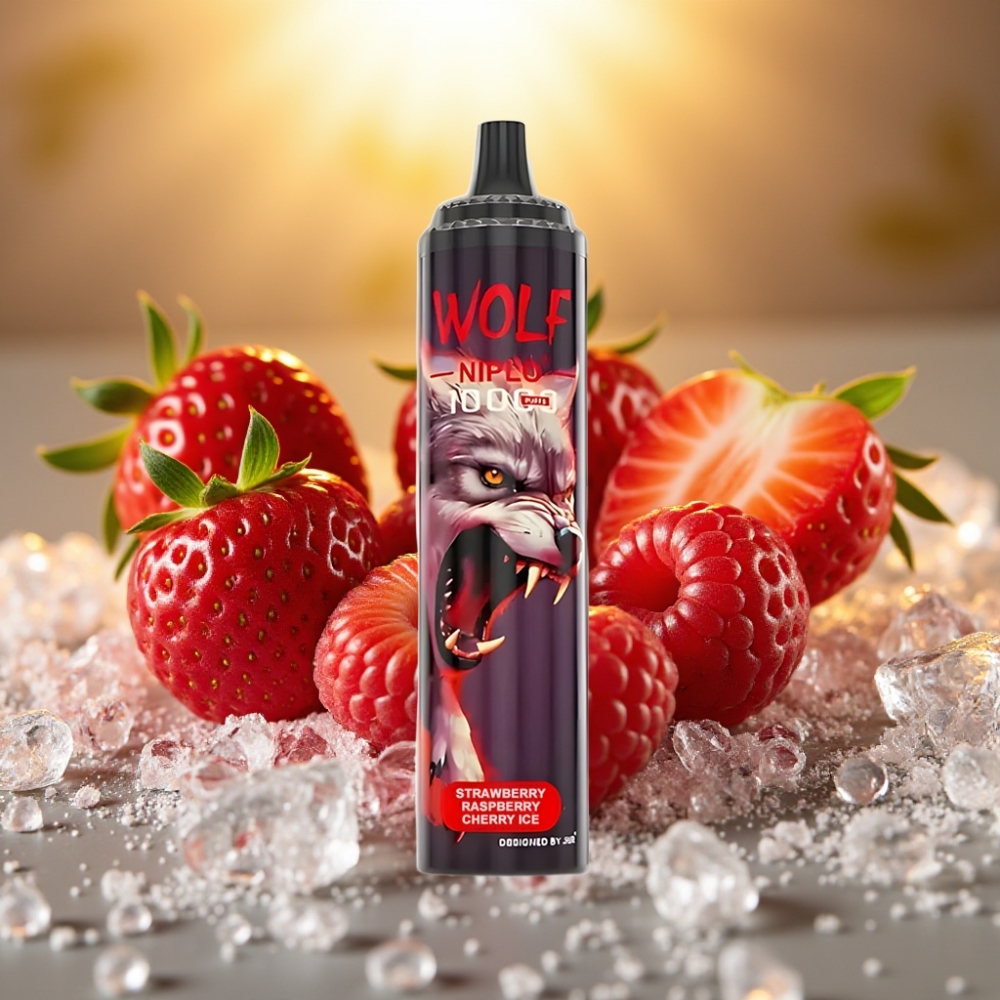 JNR Wolf Niplo 10000 Puffs Fraise Framboise Cerise Glace 20ml 5% Type-C