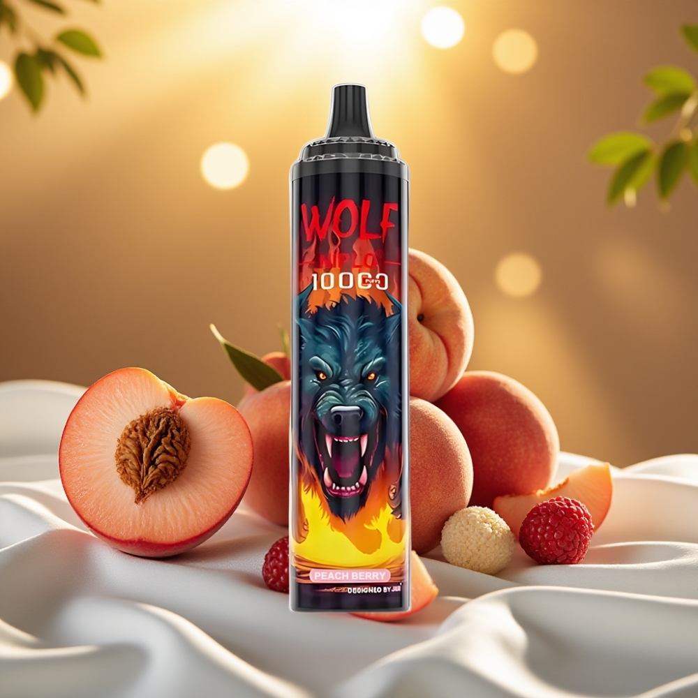 JNR Wolf Niplo 10000 Puffs Pêche-Baies 20ml 5% Type-C