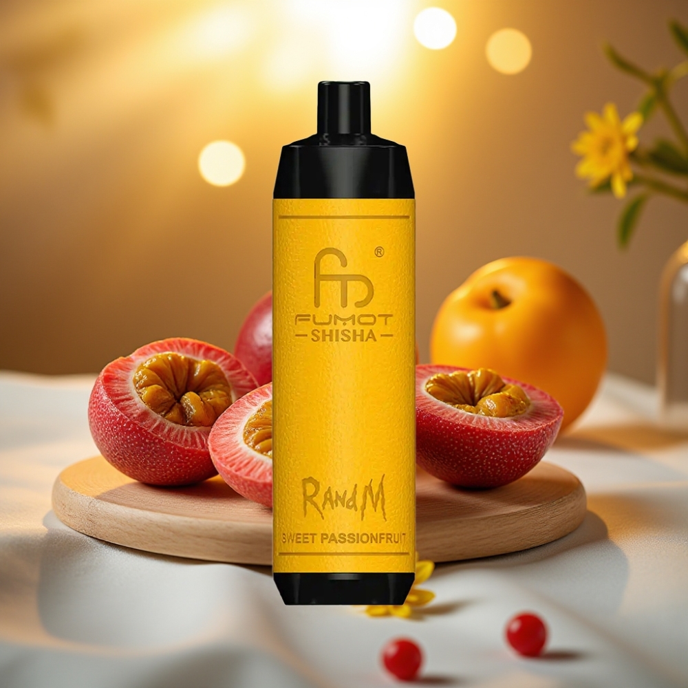 RandM Fumot Shisha 10000 Puffs Disposable Vape Fruit de la Passion Doux, 18ml, 0.5% Nicotine