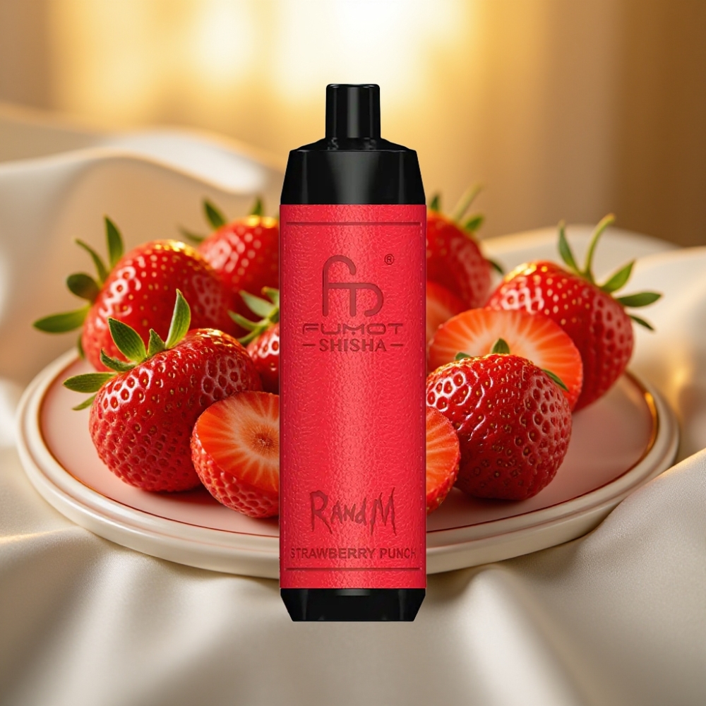 RandM Fumot Shisha 10000 Puffs Fraise Punch LED 18ml 0.5% Nicotine