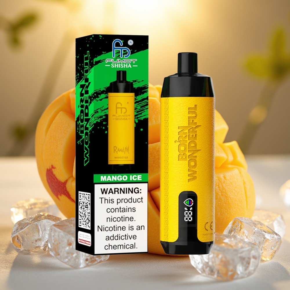 RandM Fumot Shisha 10000 Puffs - Mangue Glacé, 18ml, 0.5% Nicotine